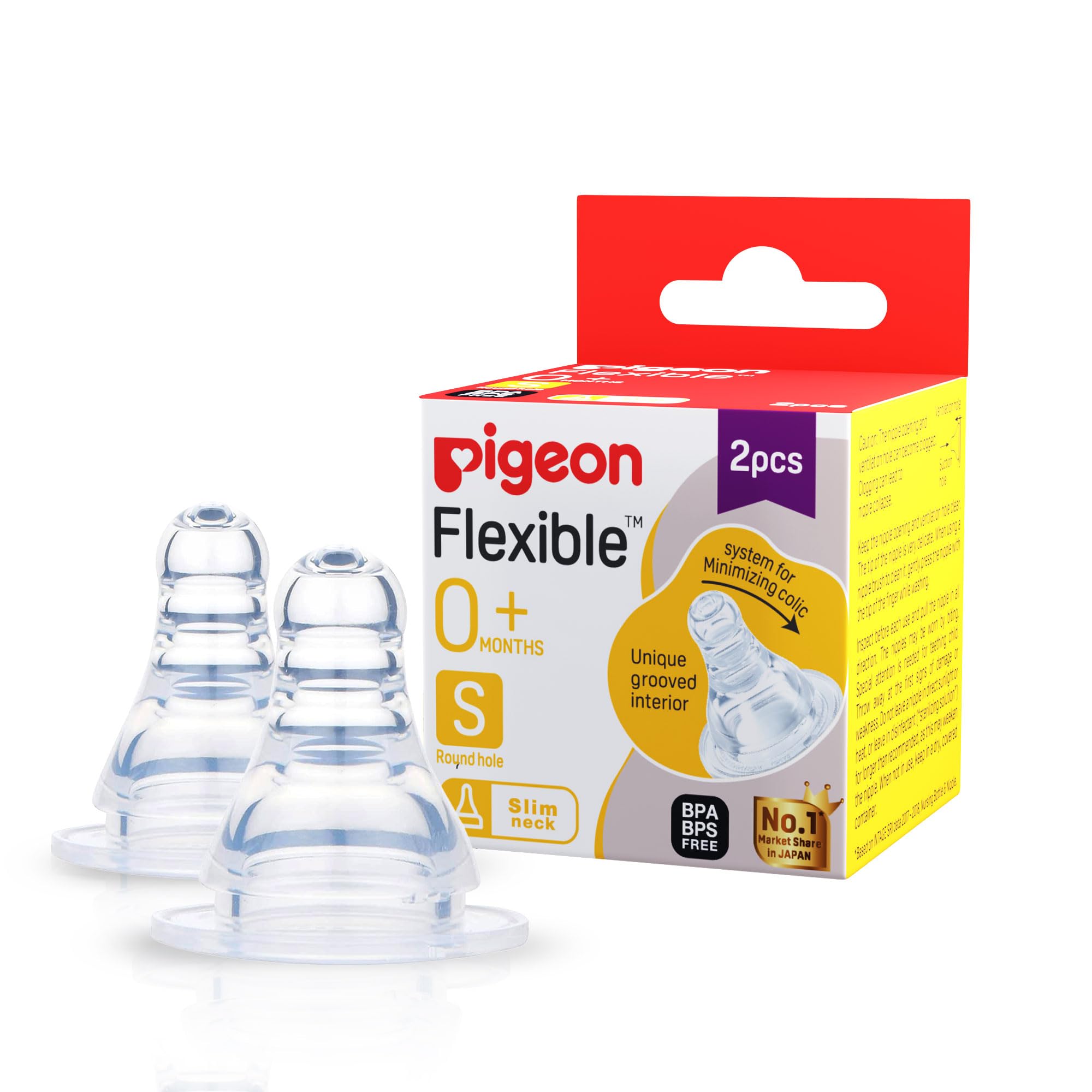 Pigeon Peristaltic Nipple S,For 0+ Month Babies,BPS Free,BPA Free,Pack of 2-picture-20