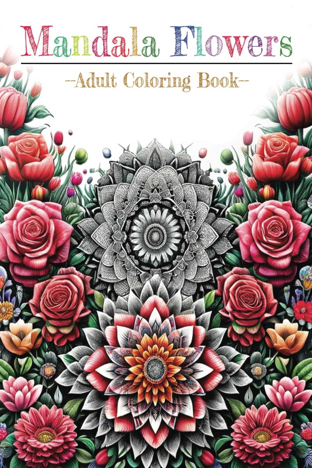 Mandala Flowers Adult Coloring Book, 50 Beautiful and Unique Patterns: Stress Relief, Concentration and Mindfulness (Colours of Heaven)