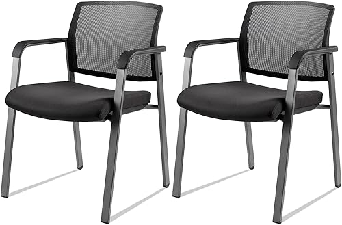 Miniatura 1 de CLATINA Sillones apilables de malla con asiento de tela tapizada y soporte lumbar ergonómico para oficina, escuela, iglesia, recepción de invitados,