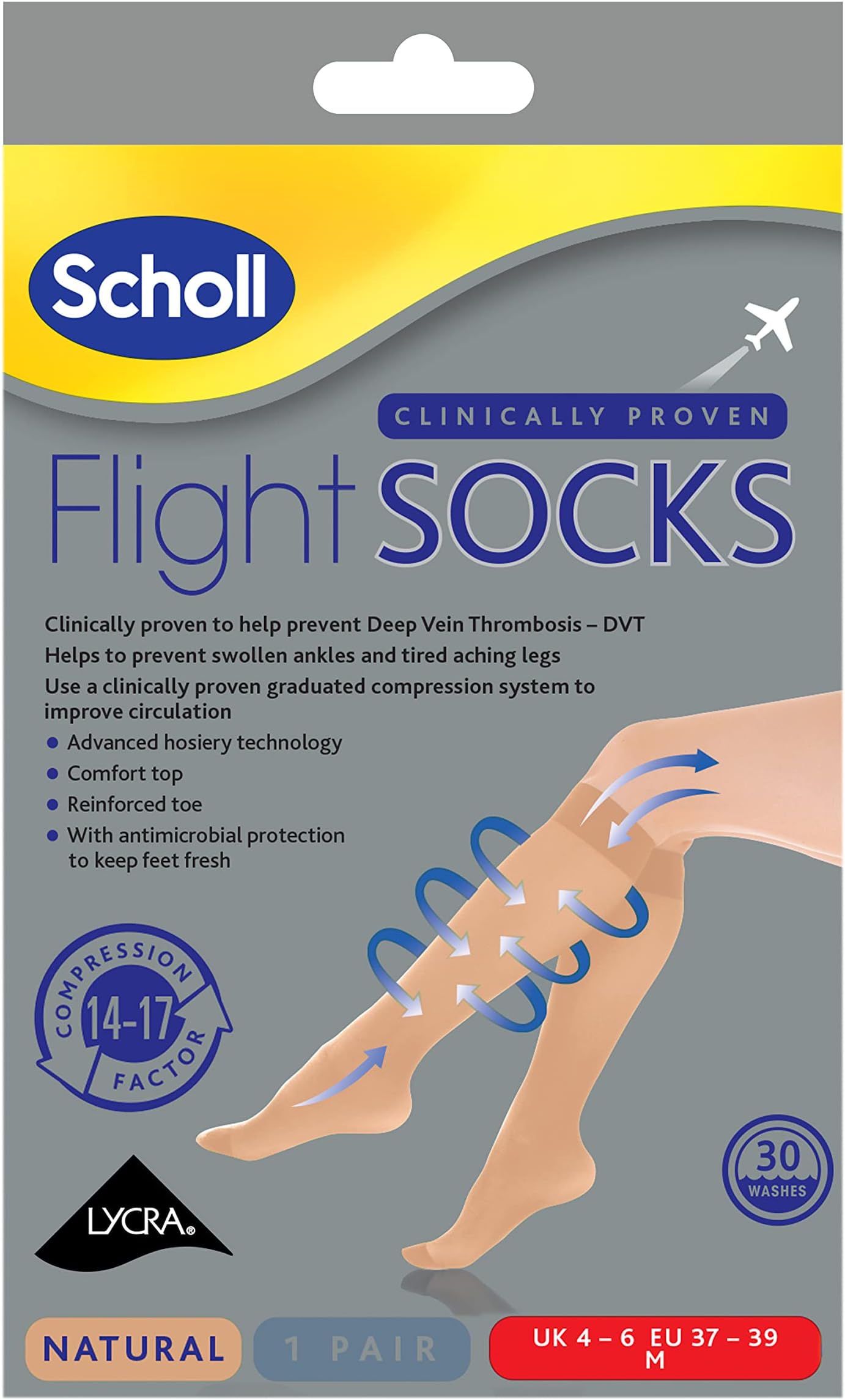 Scholl Sheer Flight Socks Size 4-6, Pack of 2