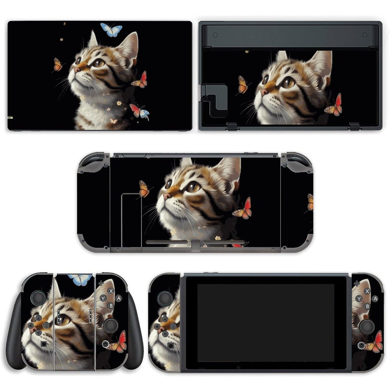 Set completo di adesivi in vinile per interruttore, motivo gatto, compatibile con Game Switch Standard