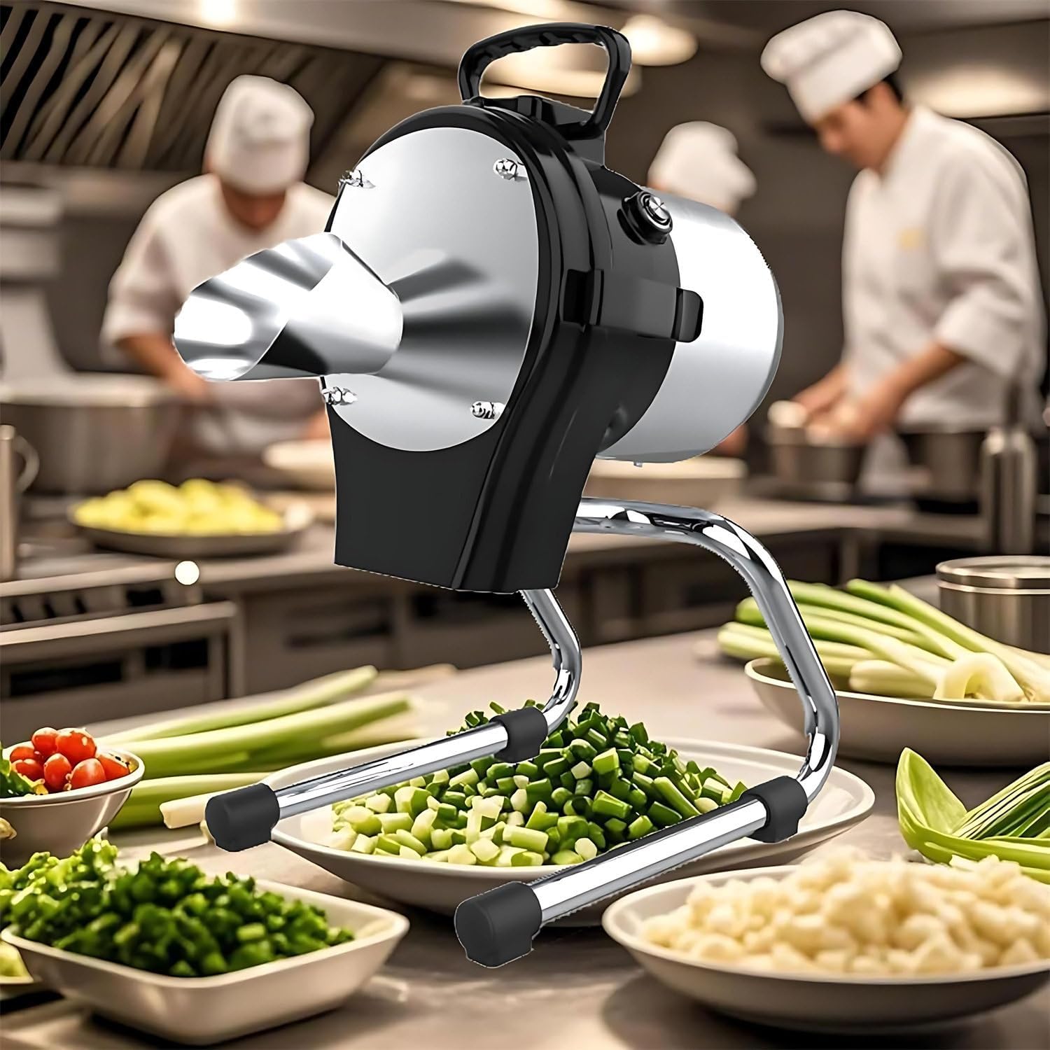 110W Multifunctional Vegetable Cutter & Slicer, Stainless Steel Detachable Food Processor, 6000RPM for Peppers, Onions & Quick Meal Prep