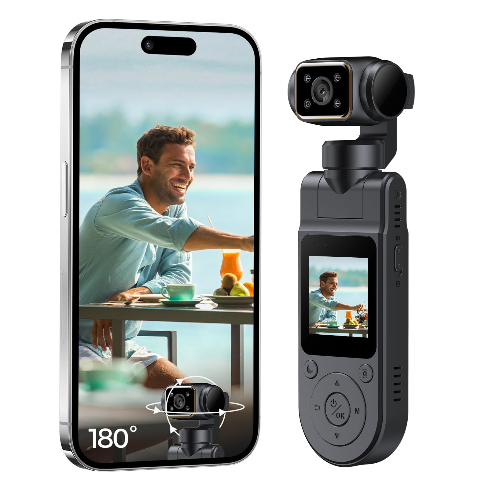 Pocket Vlogging Camera WiFi, 1080P Clip-On Mini Body Cam, Handheld Camera | POV Camera with Rotatable Lens, Night Vision, Fill Light, 1.54'' Screen, Portable Personal Camera for Travel/Sports/Working-image-39