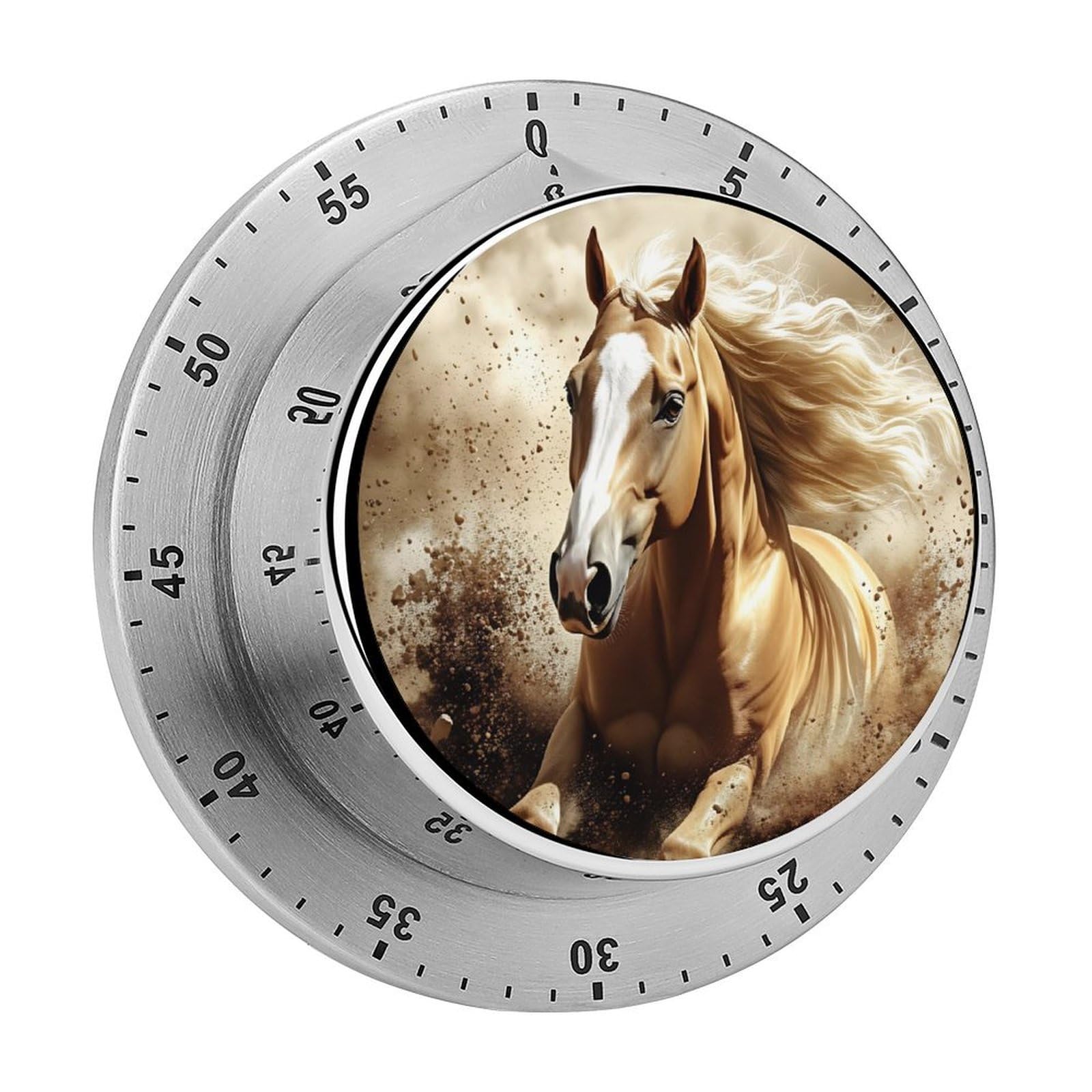 Galloping Horse Wildlife 60 Minute Wind Up Timer,Visual Mechanical Magnetic Timer with Loud Alarm for Kitchen
