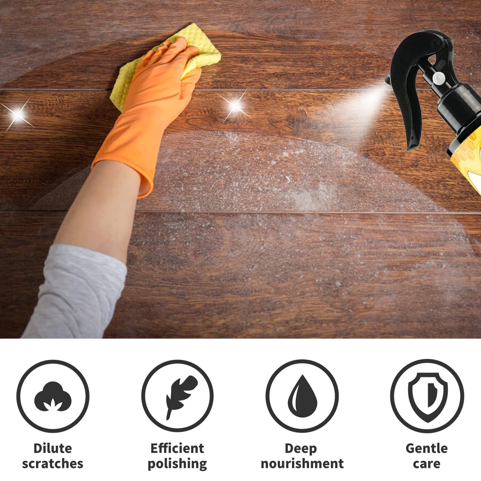 Cera de Abejas Pulimento para Muebles de Madera,cera para madera,Limpiador En Aerosol De Cera De Abejas,para el Cuidado de Muebles y Protección de Madera para Interior y Exterior (Spray-2pc)