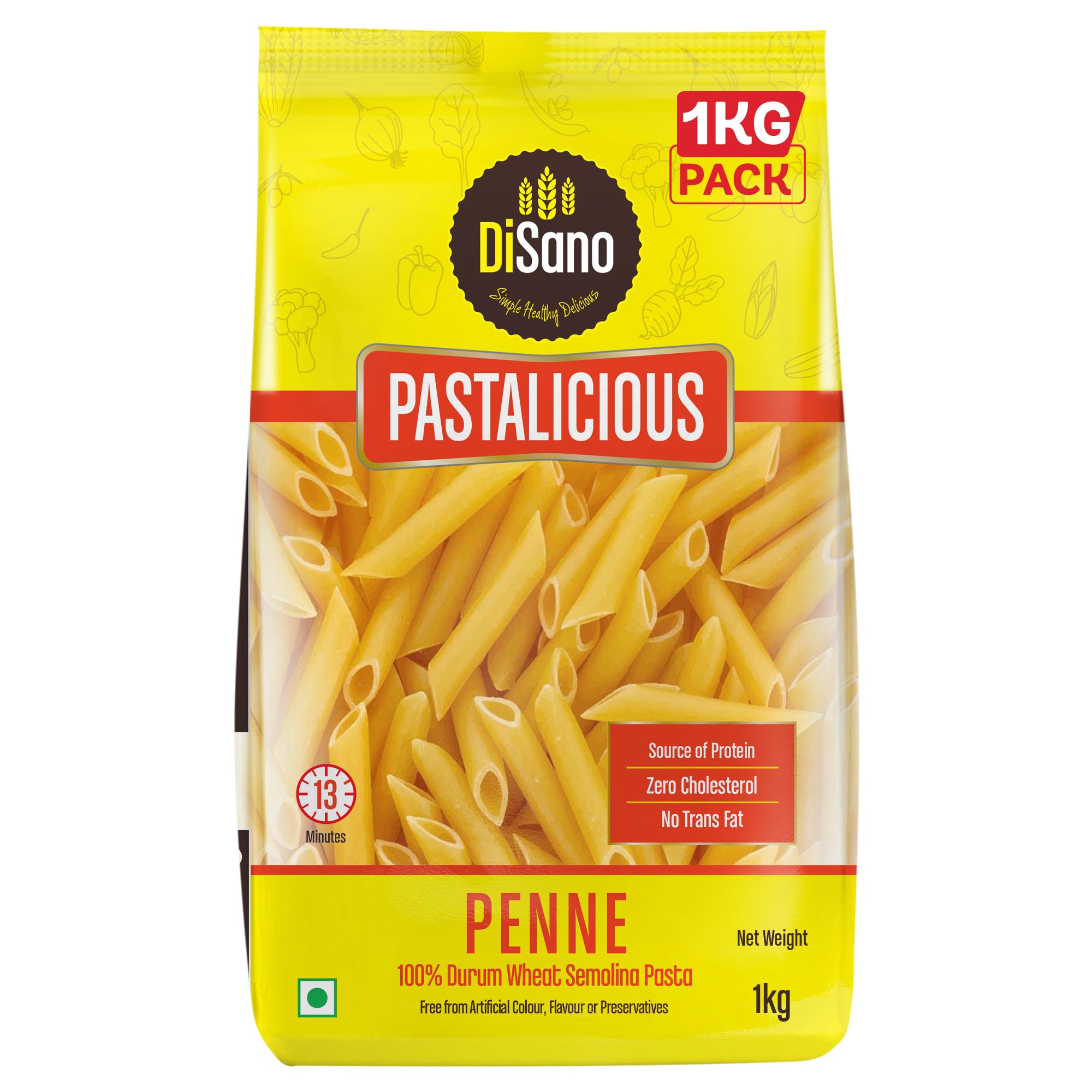 DISANO Pastalicious 100% Durum Wheat Fusilli Pasta, 1Kg & 100% Durum Wheat Penne Pasta, 1Kg