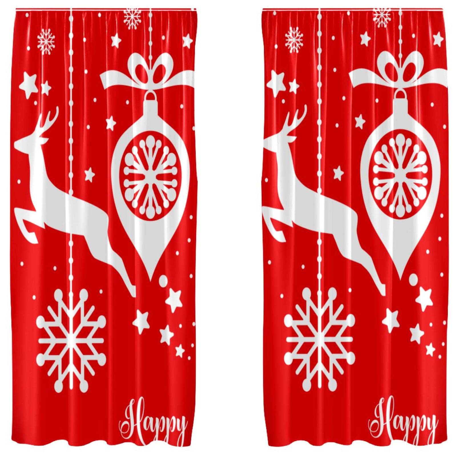 Cortinas opacas de microfibra de Feliz Navidad de 55x84 pulgadas para decoración del hogar
