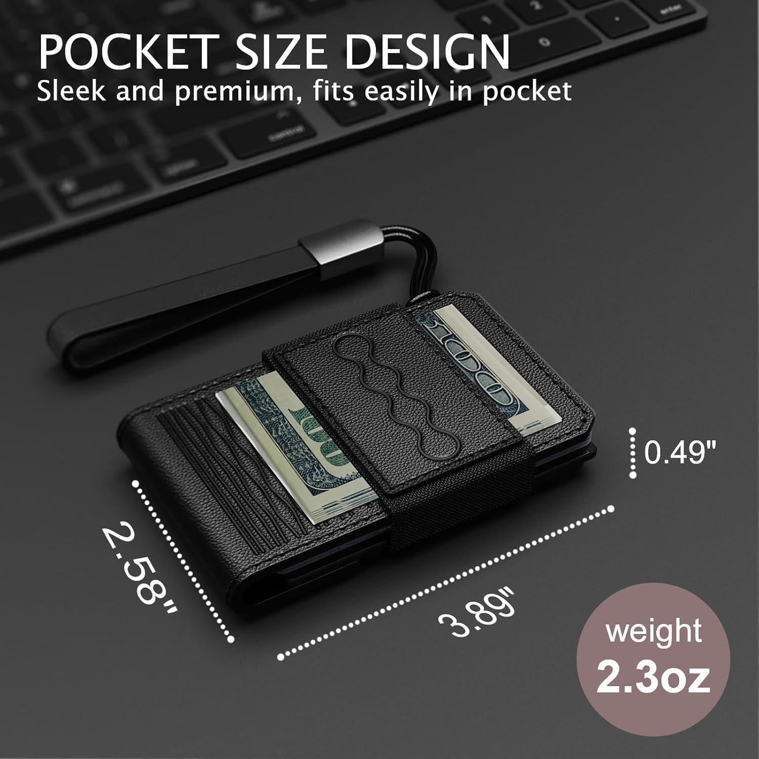 Wallet for Men, RFID Blocking Minimalist Leather Pull-out Cloth Belt Wallet with Money Clip, Men's Wallet for 8-15 Cards & Cash, Pocket Fashion Credit Card Holder (Black)