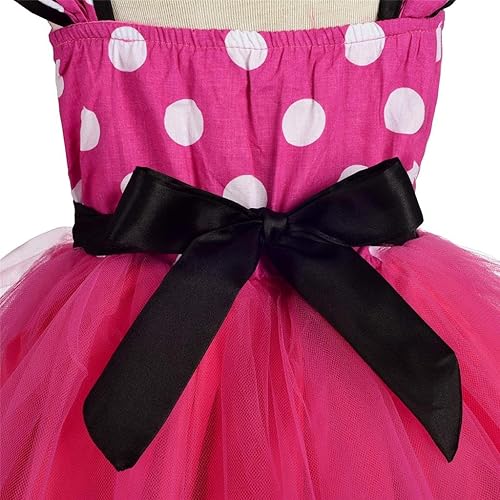 Miniatura 5 de Dressy Daisy Disfraz de lunares para niña pequeña, vestidos de tul con diadema, talla 8-10, rosa intenso 203