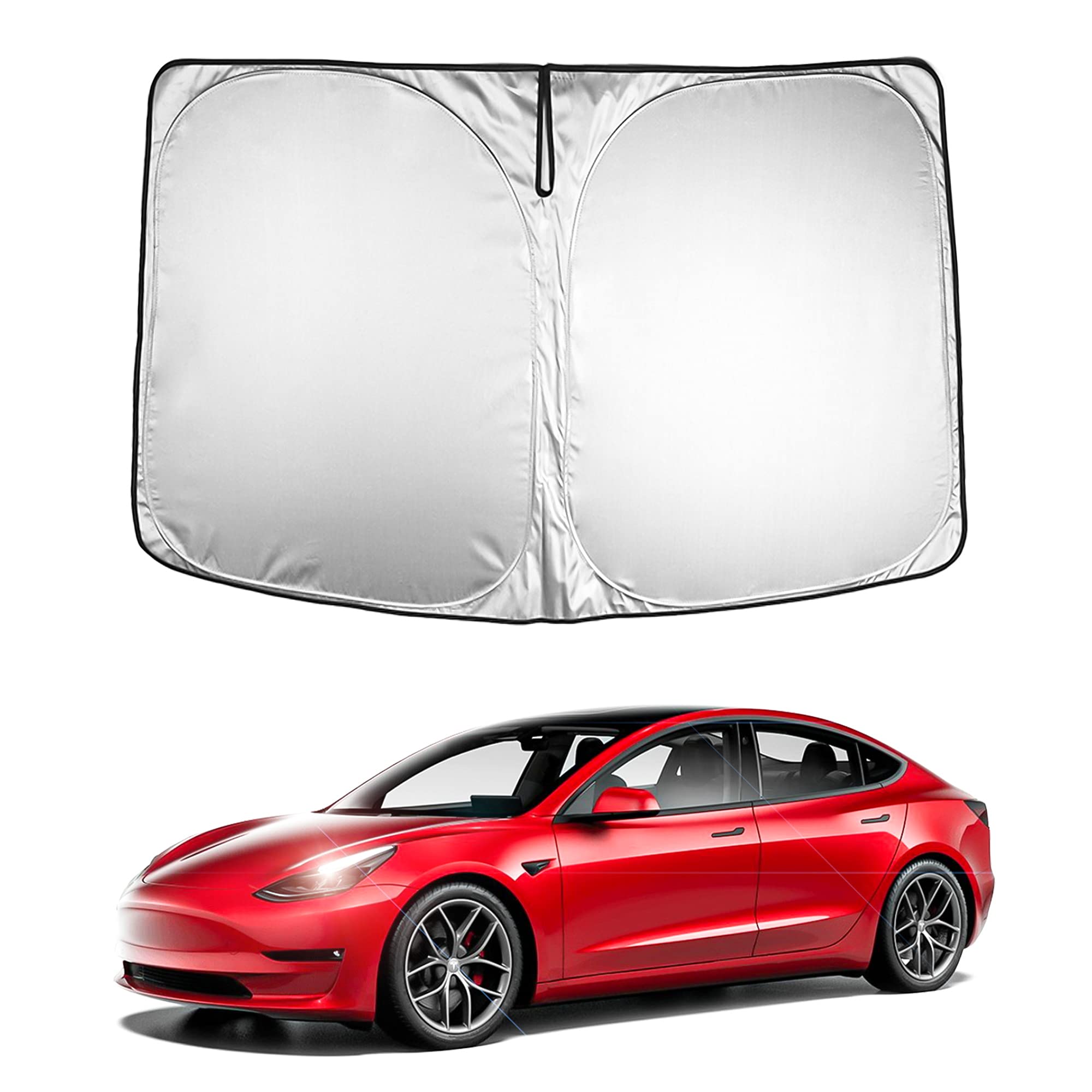 Arcoche Tesla Model 3 Windshield Sunshade Folding UV/Heat Insulation Film Cover Fit 2017-2022 Tesla M3
