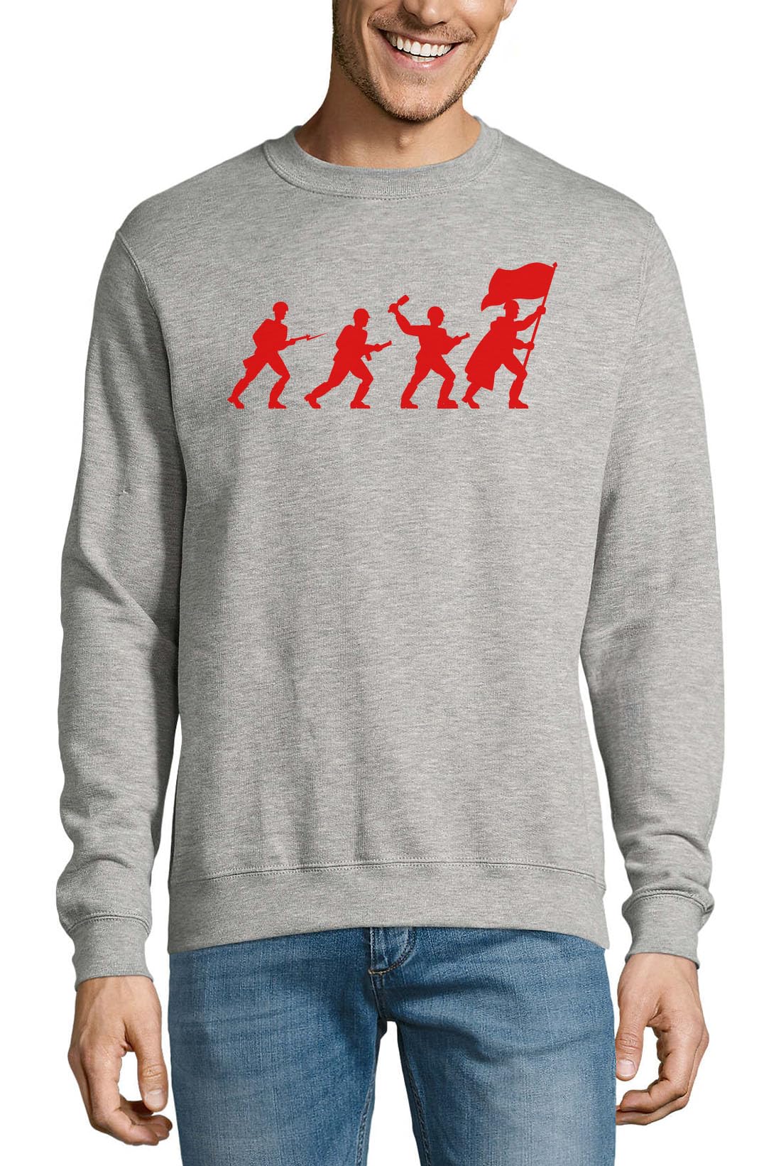 Felpa in cotone con soldati della seconda guerra mondiale grigio, grigio, 3XL