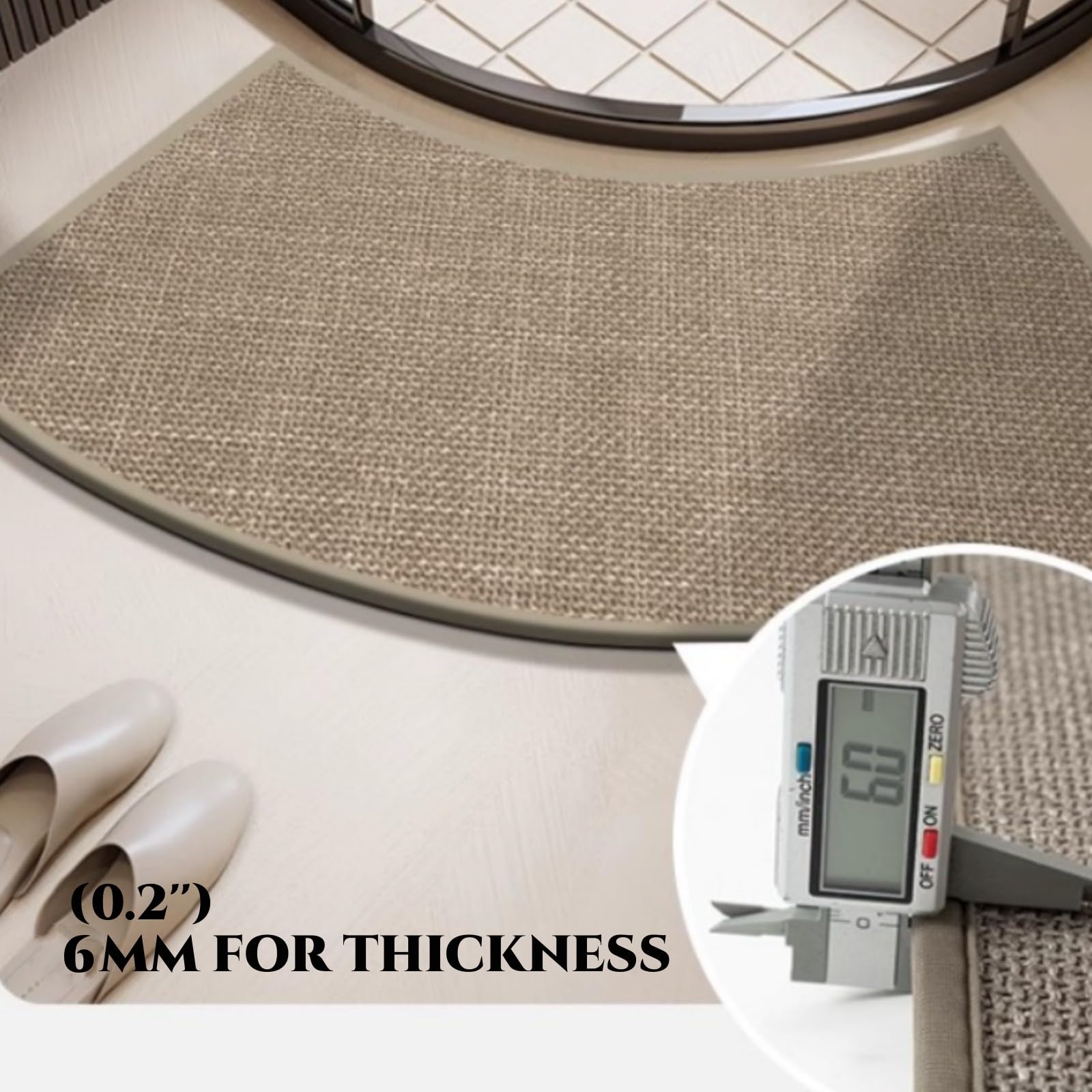 Tapis De Bain D'Angle Circulaire Antidérapant - Doux, Épais, Absorbant, Pour Salle De Bain (Noir) - 10