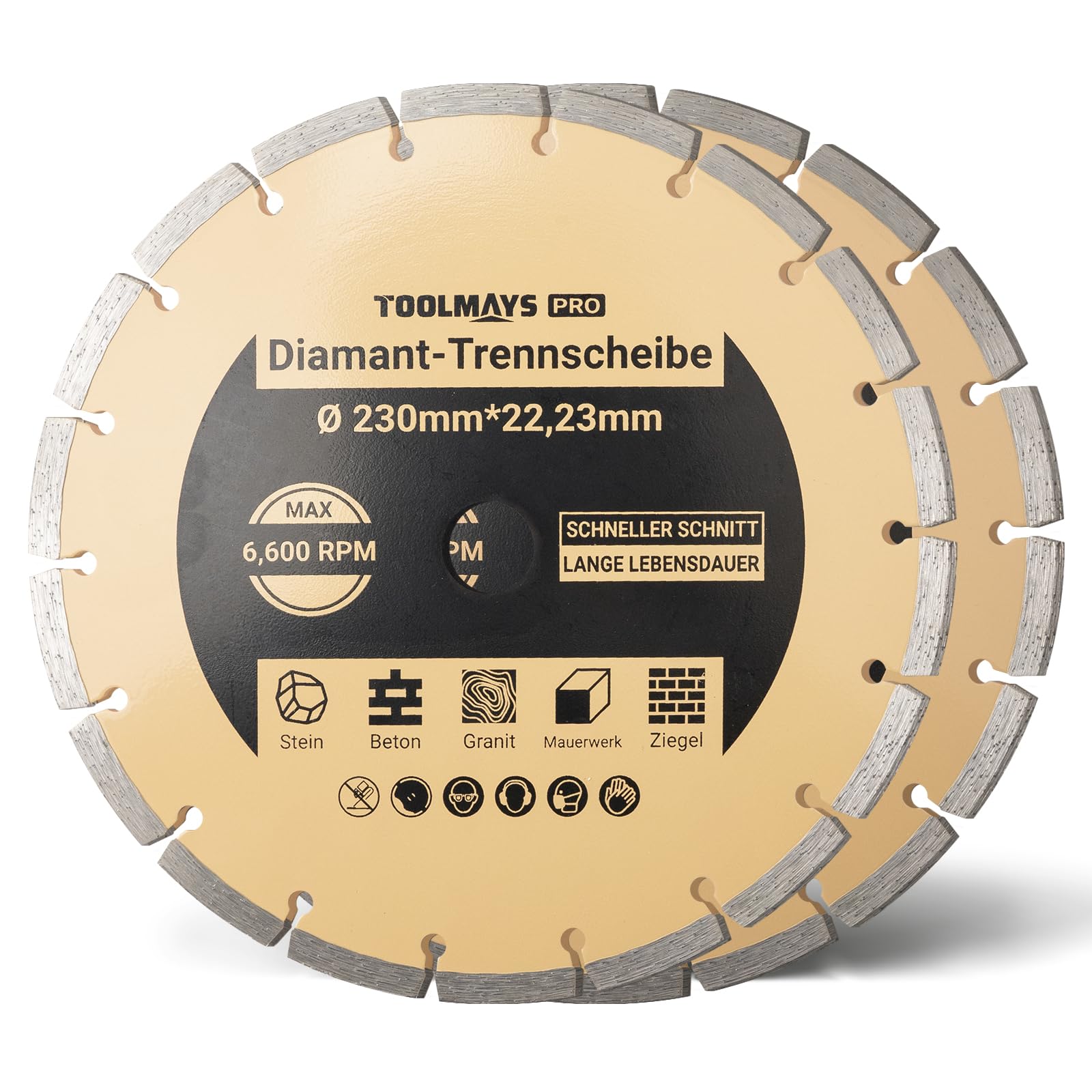 Lot de 2 Disque Diamant 230 mm pour Béton, Pierre, Brique, Granit, Maçonnerie, Béton Armé, Disque à Tronçonner Diamanté Alésage 22,23 mm