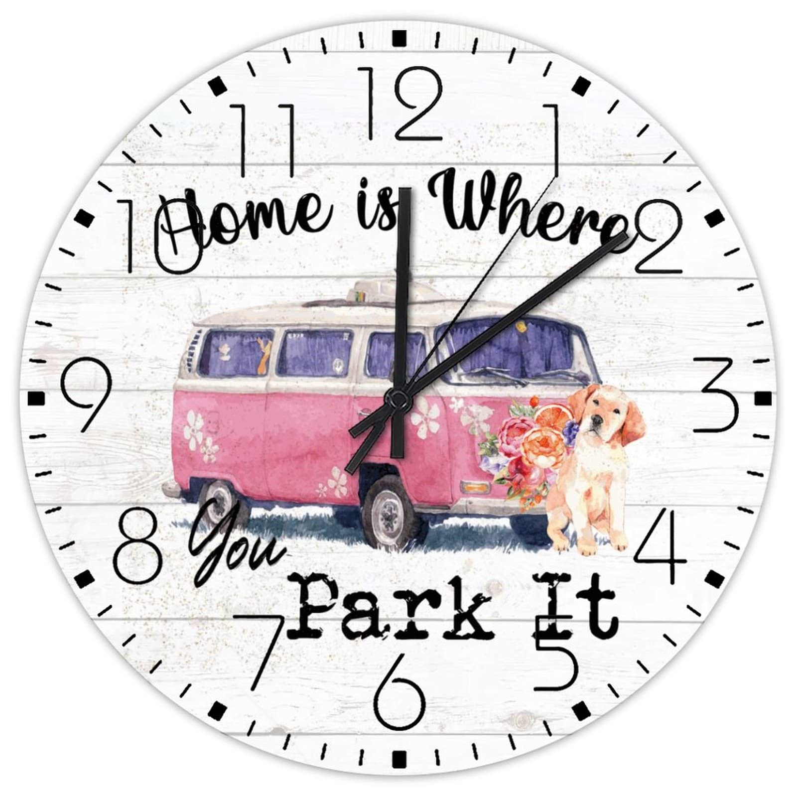 Horloge murale en bois mouvement balayage silencieux decoration chambre enfant