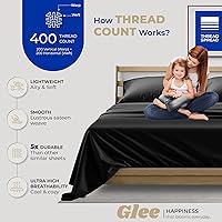 Vista 2 de THREAD SPREAD 100% Sábanas de algodón tamaño Queen - Juego de 4 piezas, 400 hilos, solo sábanas Queen de algodón, suaves, transpirables
