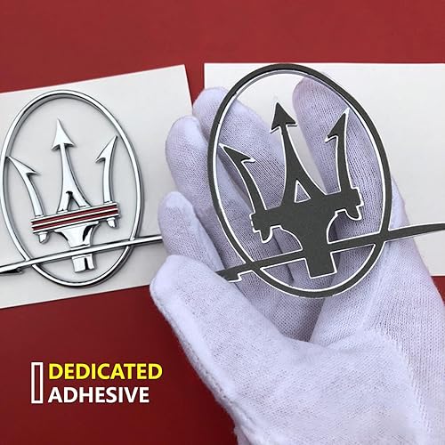 Miniatura 4 de 2 calcomanías con emblema de Trident para puerta lateral, 3D para ventana trasera, accesorios de la serie Ghiblii (rojo cromado)
