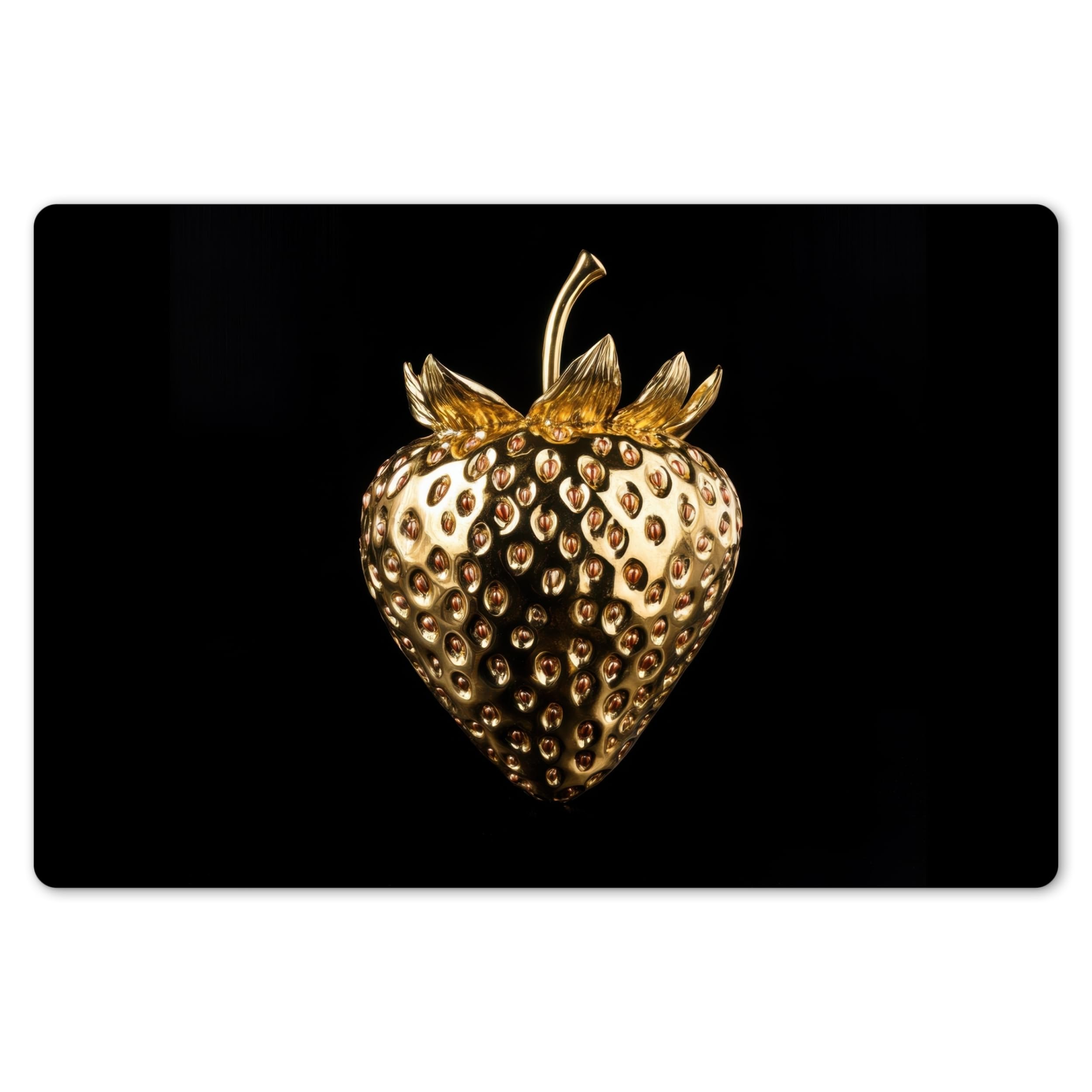 Kitchenyeah Strawberry - Gold Kitchenyeah© Table Mats 18"X12" / 45X30 Cm Wipeable Dining Placemats Set Of 6 Anti Slip Large Plastic Vinyl Mat Kitchen Waterproof - Black - Chrome