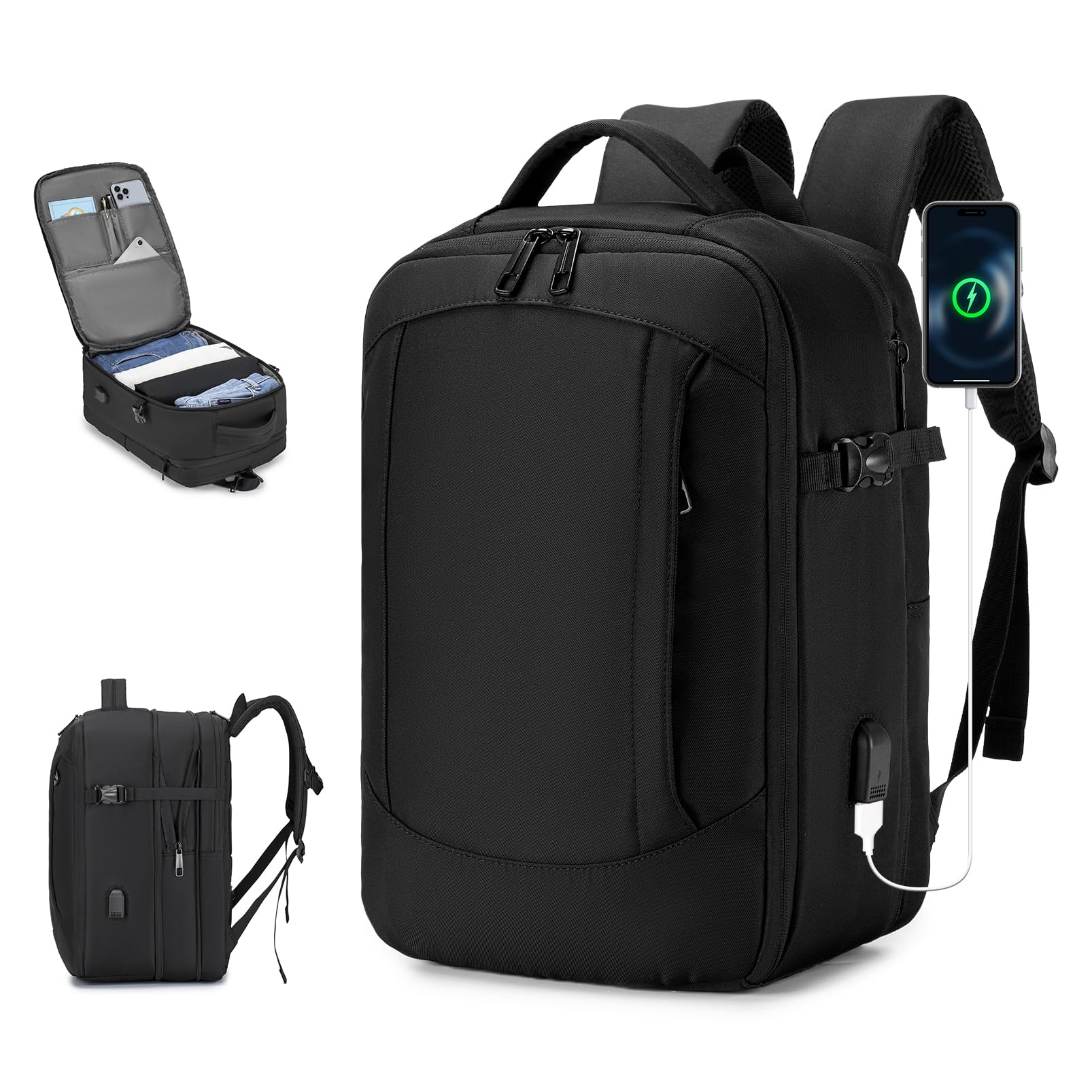 COSCOOA Expandable Travel Backpack 20-30L,Cabin Size United Airlines Personal Item Bag 17x10x9 inch,Flight Approved Underseat Ryanair 40x20x25 CM