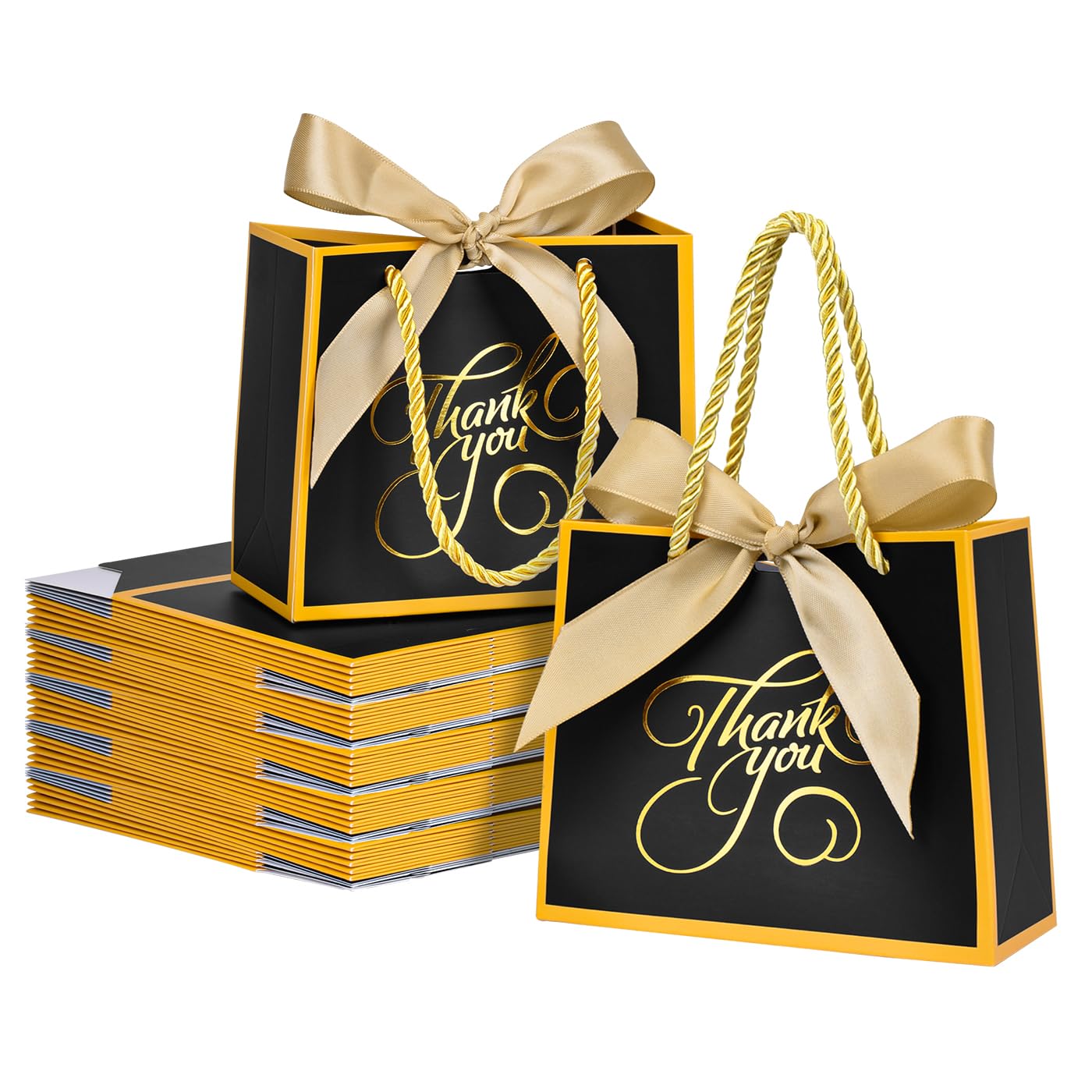 50 Pack Small Thank You Bags with Handles, Mini Gift Bags Party Favor Bulk