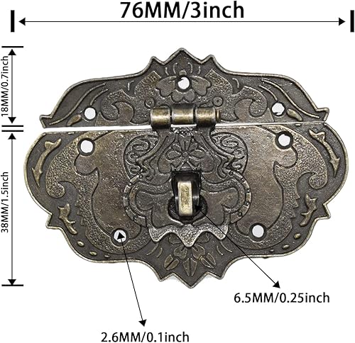 Miniatura 3 de Aifeier ET Cerradura decorativa de latón antiguo en relieve y contraseña con tornillos para pequeñas cajas de joyería de madera, caja de madera,