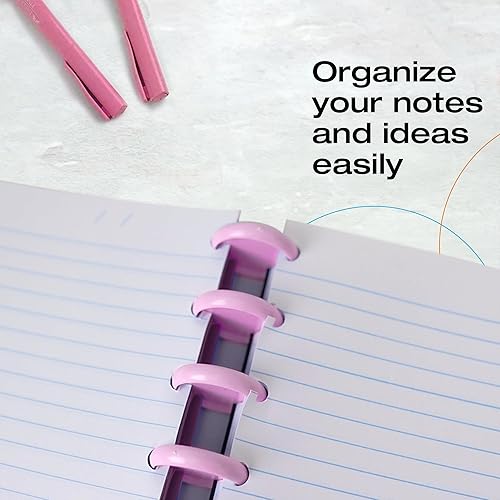 Miniatura 2 de Confetti Discbound - Cuaderno inteligente de disco con rayas anchas con 3 separadores de carpeta, diario en espiral, bloc de notas personalizable