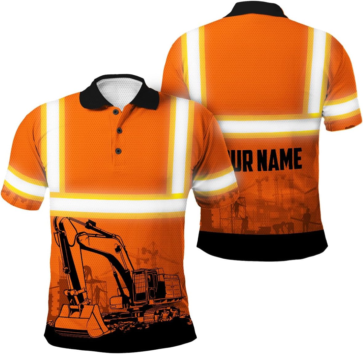 Matedecor Flag Reflective Polo Job High Visibility Shirt for Men and Women Safety Polo Shirts Workwear for Worker, Patriotic
