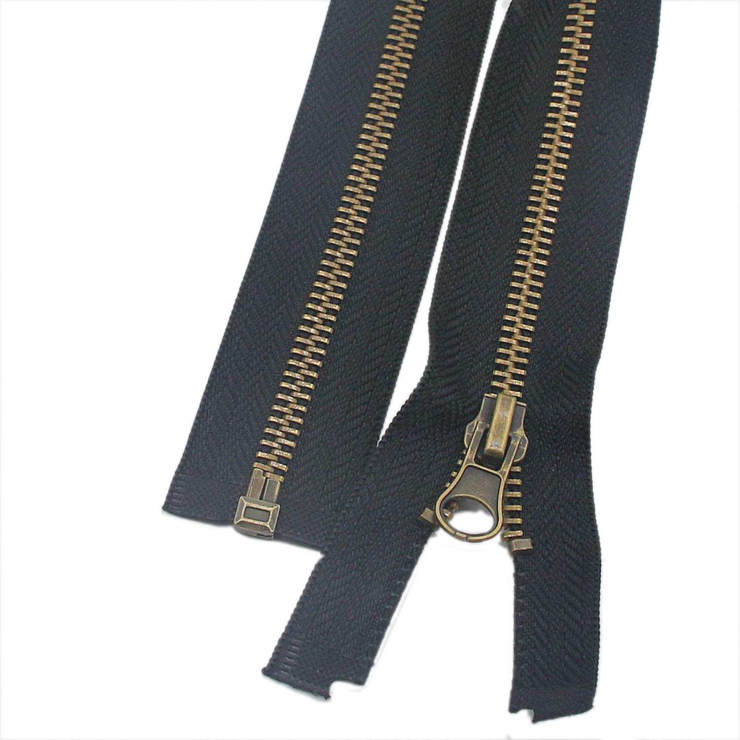 Leekayer 2pcs #5 28 Inch Metal Zippers for Jackets Sewing Coats Crafts Antique Brass Separating Zipper 71.2CM Metal Zipper Heavy Duty (28" Antique Brass) - Image 4