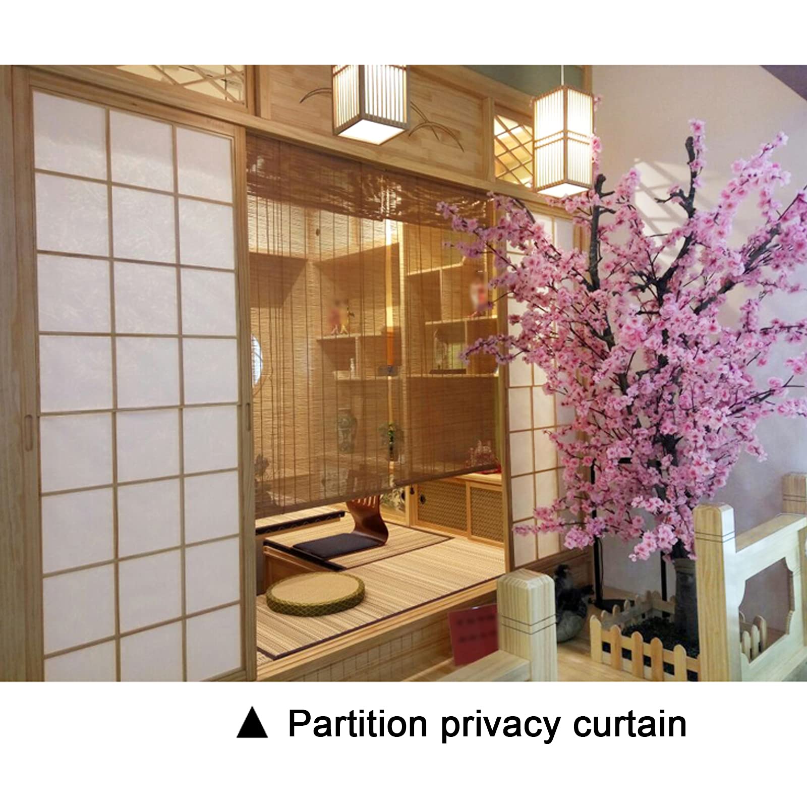 Partition Bureau Intimité Carbonisation Pare-Soleil de Store en Bambou,Store Romain Respirant,Store Enrouleur Occultant Filtrant La Lumière,pour Portes,Porche,Cour,Balcon (100x180cm/39x71in)