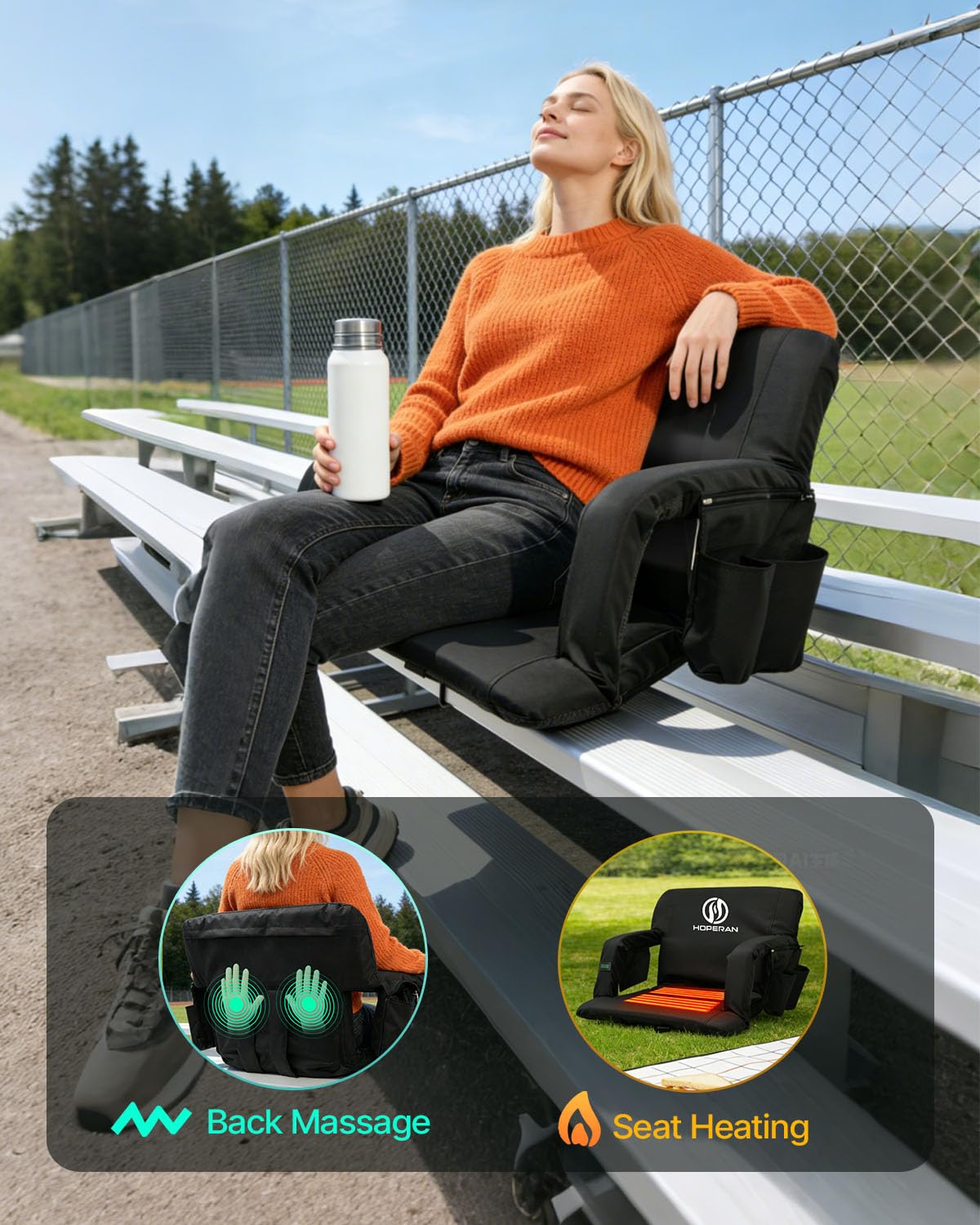 HOPERAN Heated Massage Stadium Seats Asientos de Estadio de Masaje con calefacción