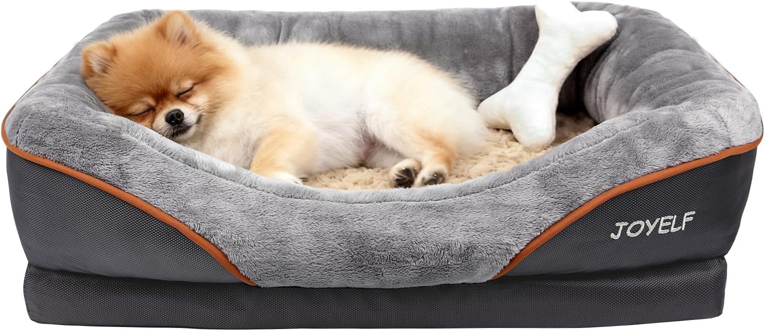 JOYELF Memory Foam Dog Bed Small Orthopedic Dog Bed & Sofa with Removable Washable Cover and Squeaker Toys as Gift