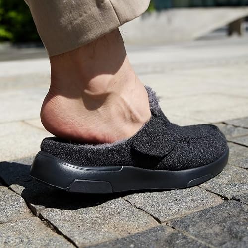 Miniatura 8 de OrthoComfoot Pantuflas de invierno para hombre con soporte de arco para fascitis plantar, pies planos, cómodos zapatos acolchados para caminar,