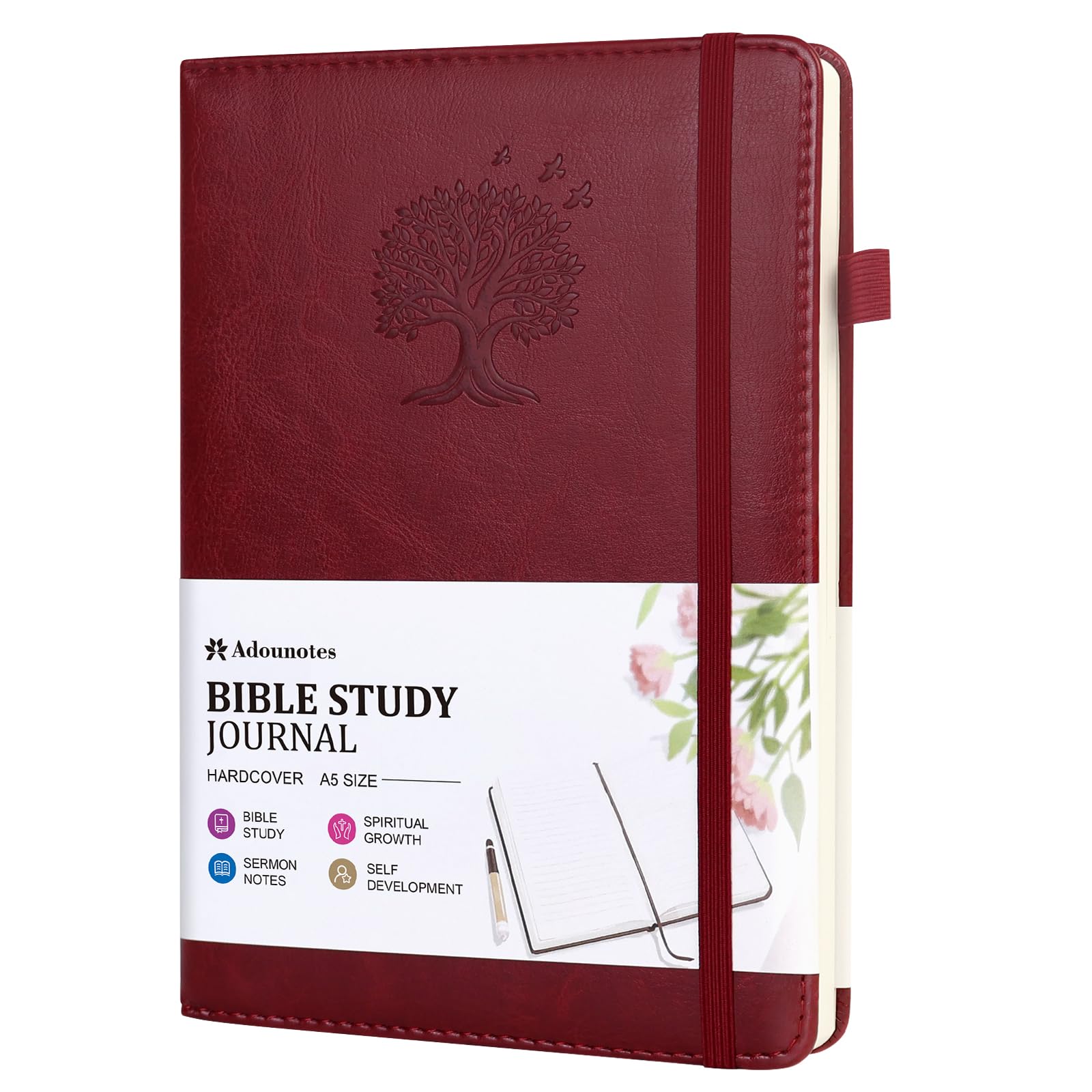 ADOUNOTES Bible Study Journal Scripture Notebook - Christian Note Taking Kit with Guided Prompts - Inspirational Religious Gifts - Faith Based