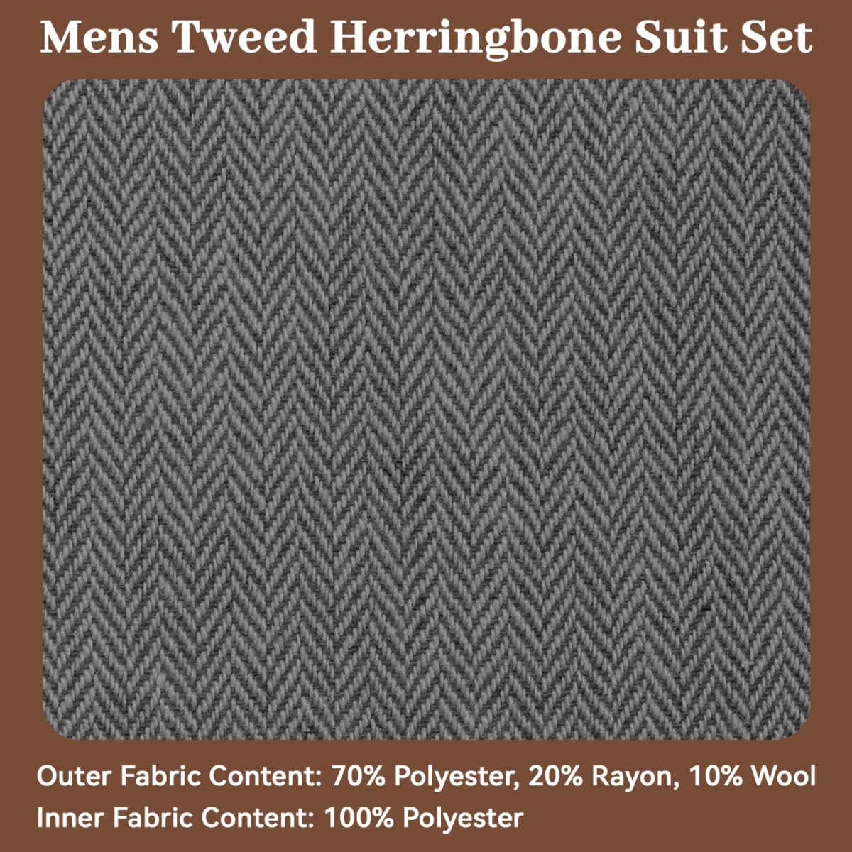 Retro 3 Piece Suit for Men Herringbone Tweed Suit Men Tuxedo Wool Jacket Blazer Vest Pants Set for Prom Groom Wedding