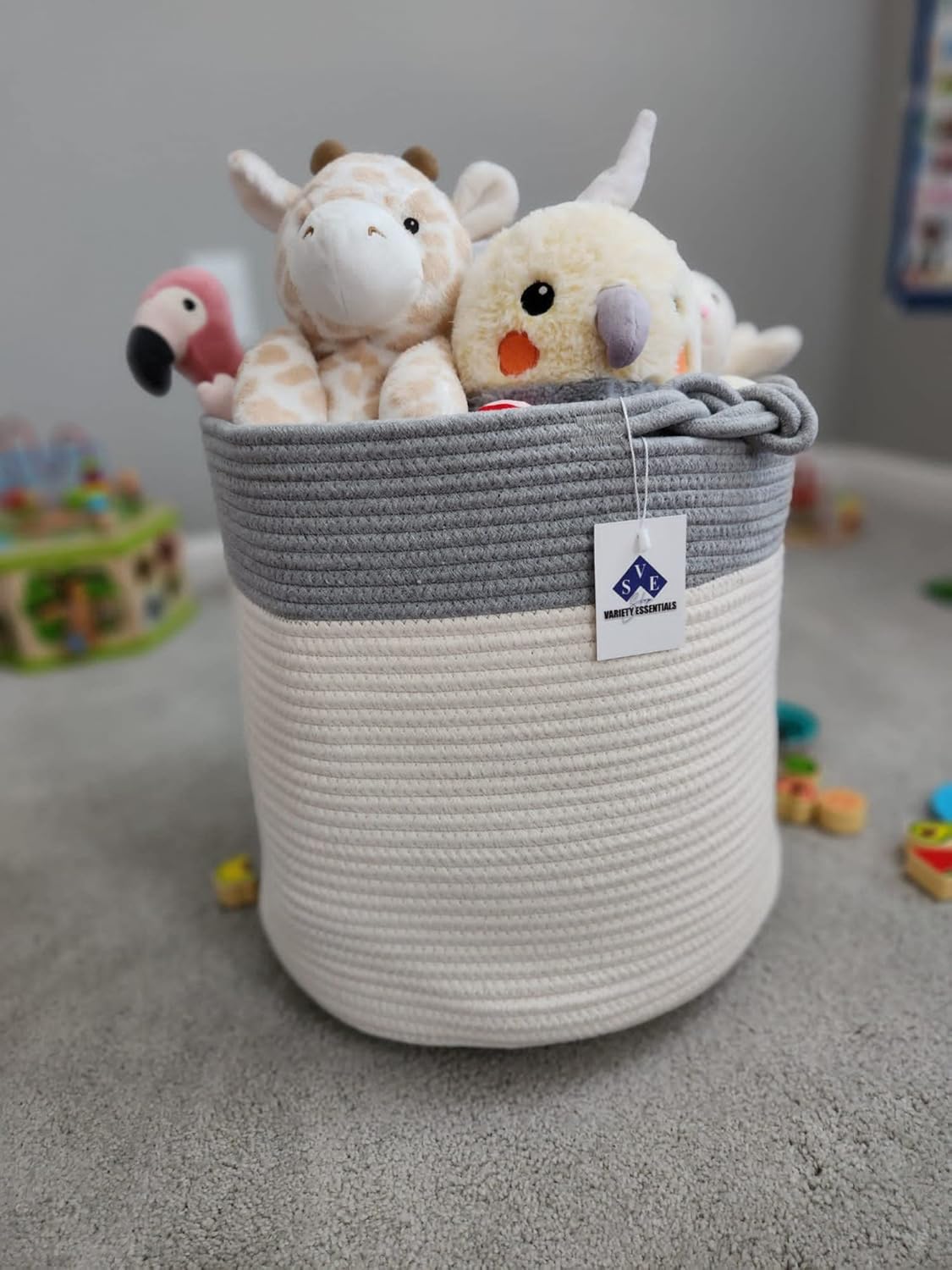Shop Variety Essentials Rope Woven Basket, Baby Laundry Blankets Toys Pets Large Woven Basket Christmas gift 15x15x14inch 1 PC