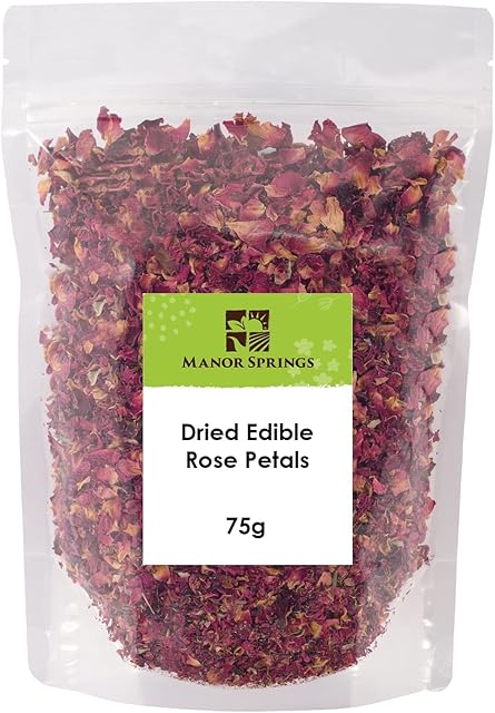 Dried Edible Rose Petals Premium Dried Flowers 75g, Packaging May Vary
