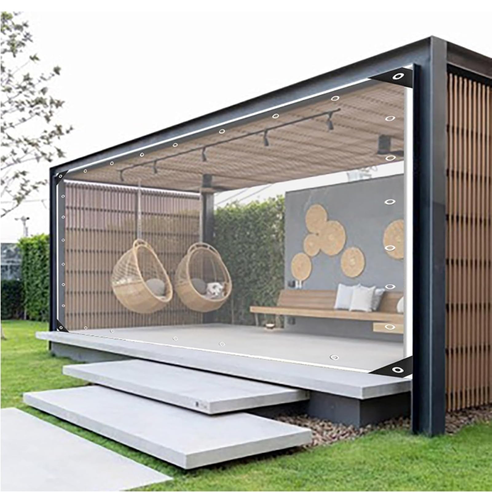 Bâche de rideau contre la pluie et le vent pour fermer une pergola