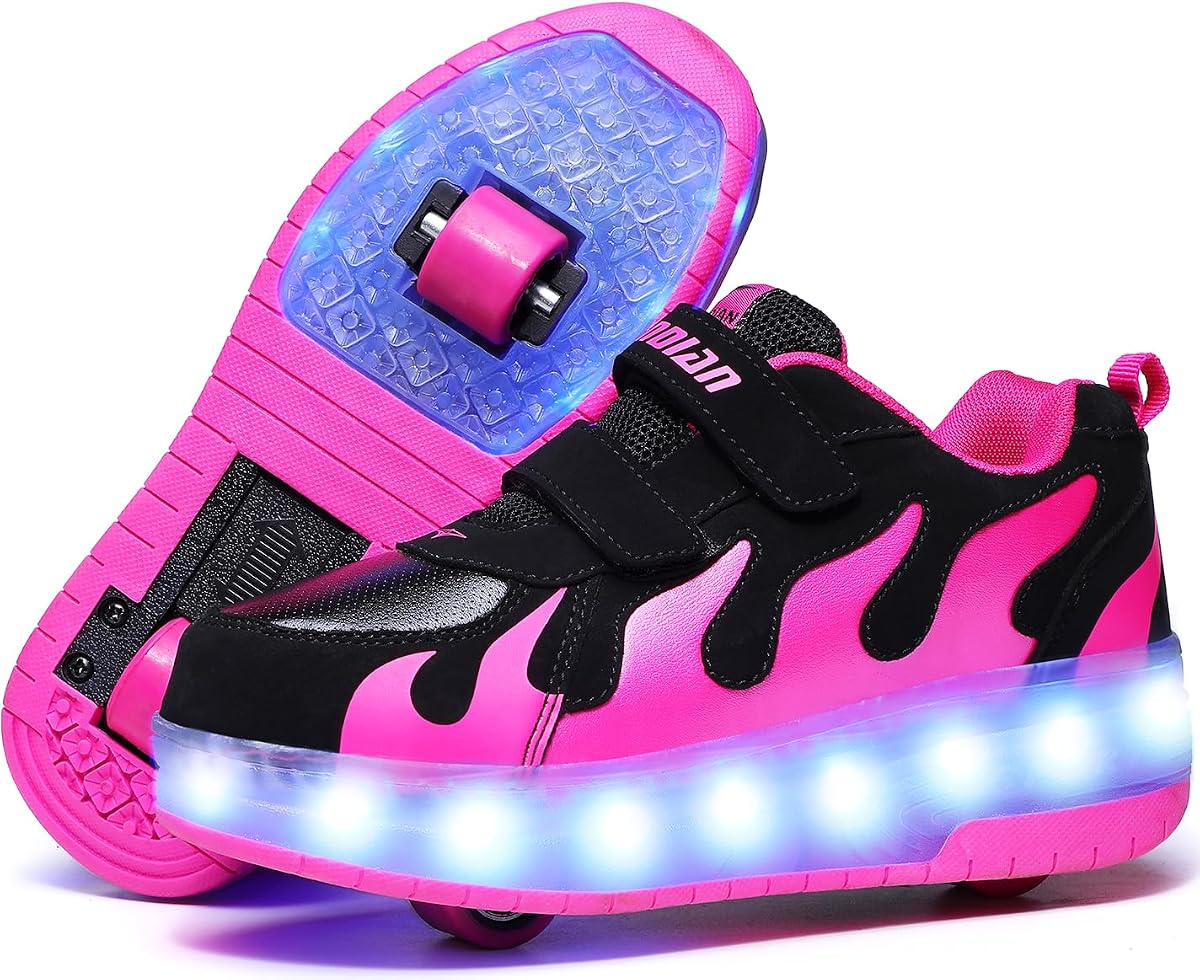 Ufatansy Zapatos con Ruedas Zapatillas con Ruedas para Niñas y Niños Zapatillas con Ruedas Zapatillas con Ruedas Carga USB Calzado con Luz LED Patines para Zapatillas Principiantes Zapato Ligero y Transpirable