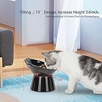 Vista 4 de Cuencos elevados desmontables para gatos, tazón elevado inclinado de 15° para gatos anti-vómito, amigable con los bigotes, platos ajustables