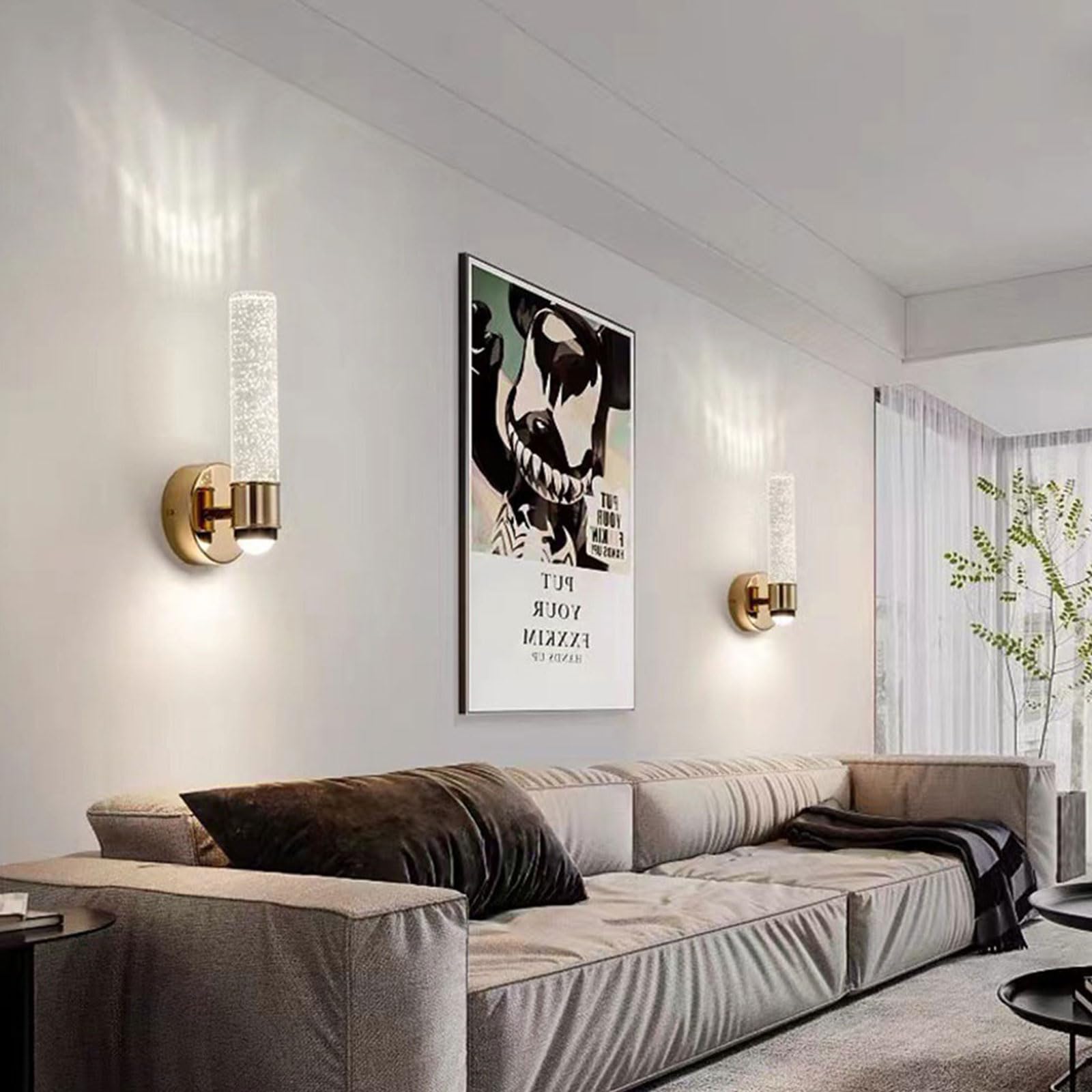 Lámparas de Pared para Interiores Lámparas de Pared Led de Cristal para Estudio Luz de Noche para Sala de Estar Y Dormitorio Paquete de 1 O 2
