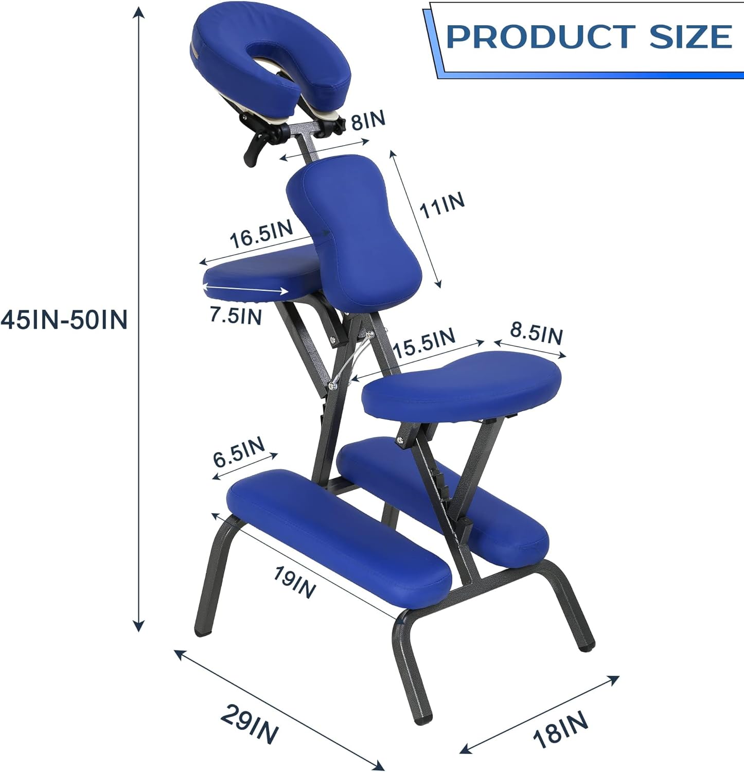 Portable Massage Chair for Tattoo and Spa Foldable Massage Therapy Chair with Adjustable Face Cradle High-Density Cushion Lightweight Design with Carrying Bag Ideal for Salon Use (Blue)