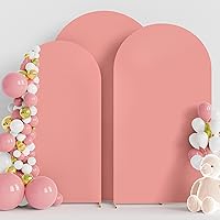 Vista 30 de Wokceer Juego de 3 fundas de arco de boda de elastano ajustadas para arco de boda para parte superior redonda, soporte de arco de Chiara