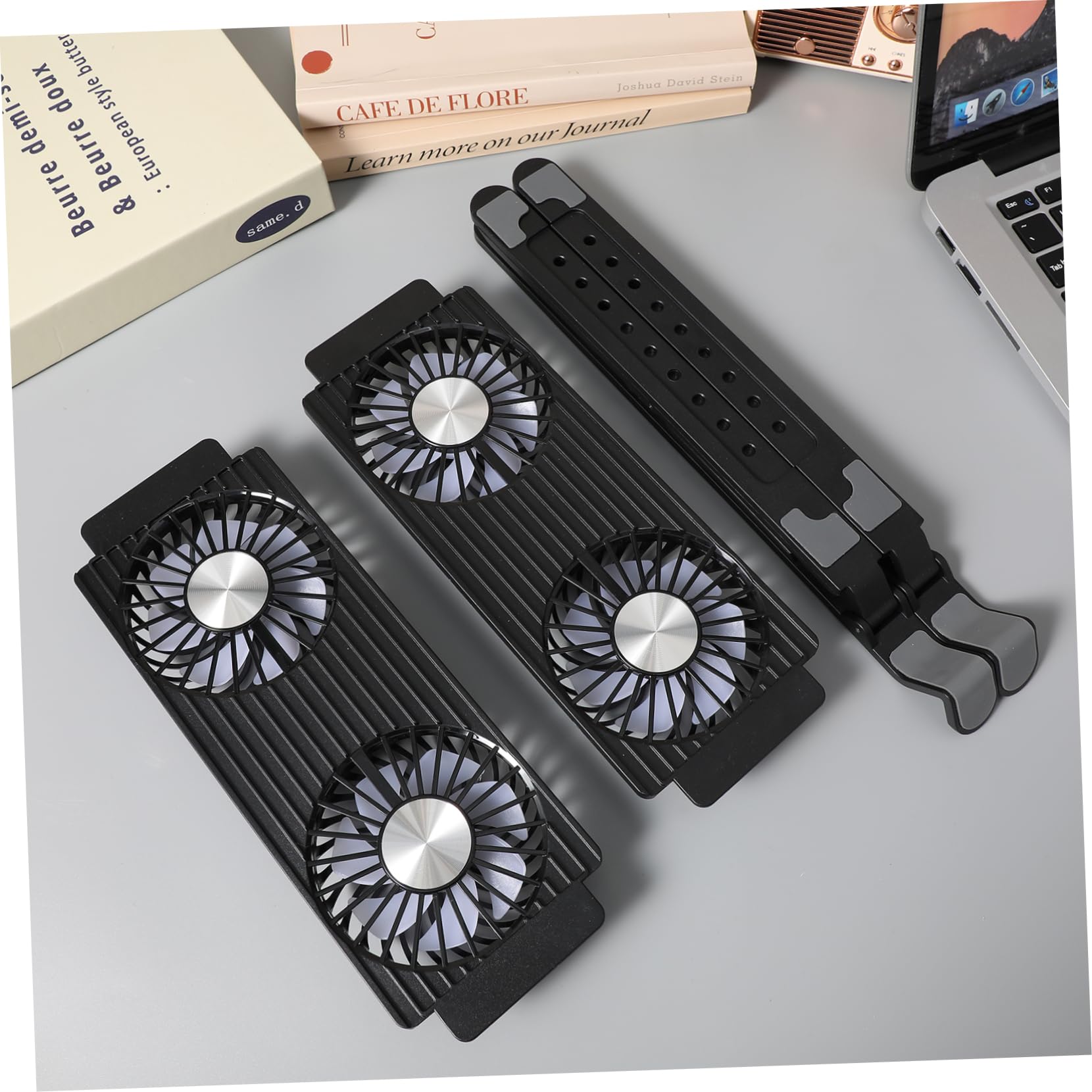 HOMSFOU Soporte Enfriador para Computadora Portátil 4 Ventiladores, Plegable y Eficaz, Material PC y Silicona, Alimentación USB para Uso en Oficina o Juegos