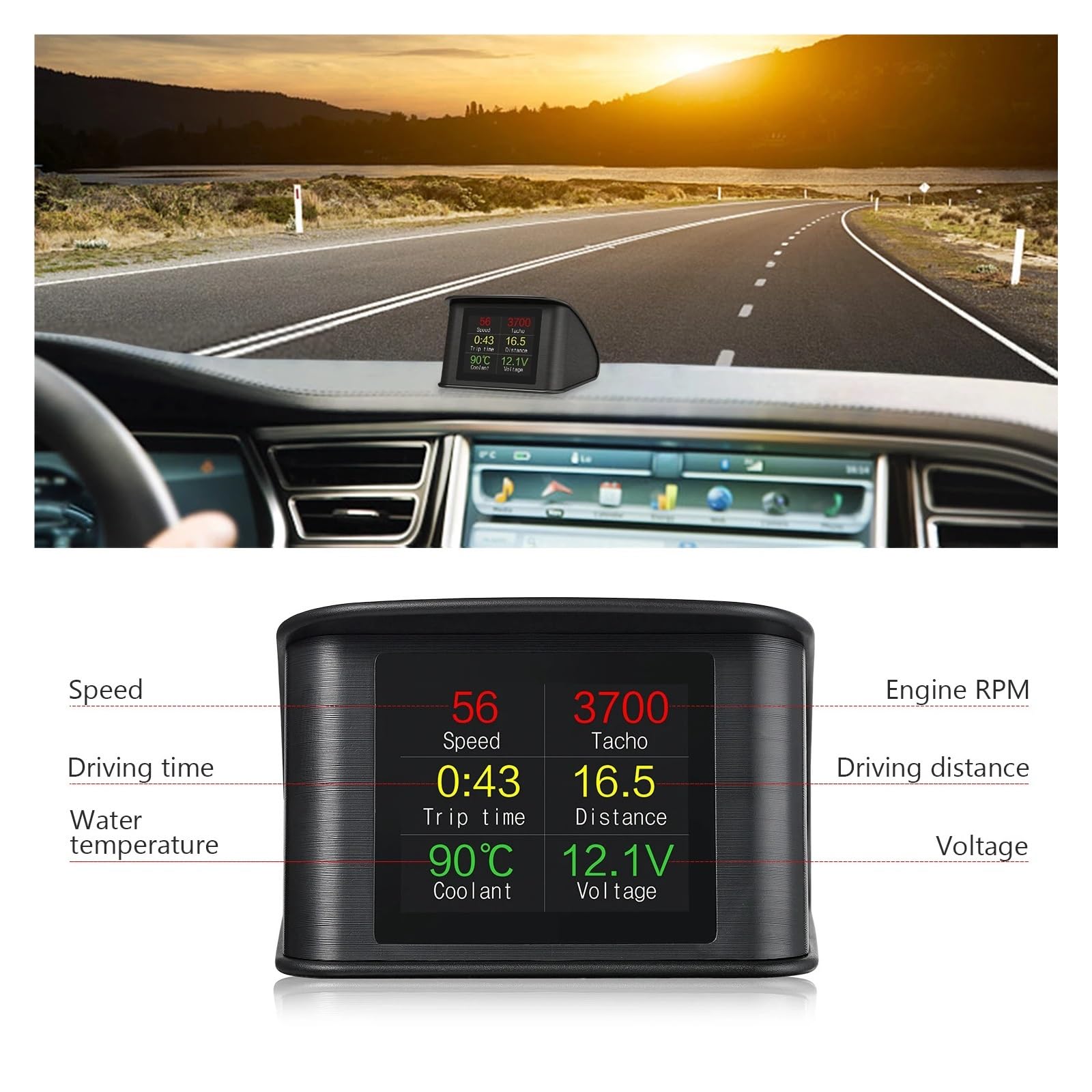 Ordenador De Conducción Digital OBD2 P10 | Pantalla Diagnóstico Velocímetro Y Consumo