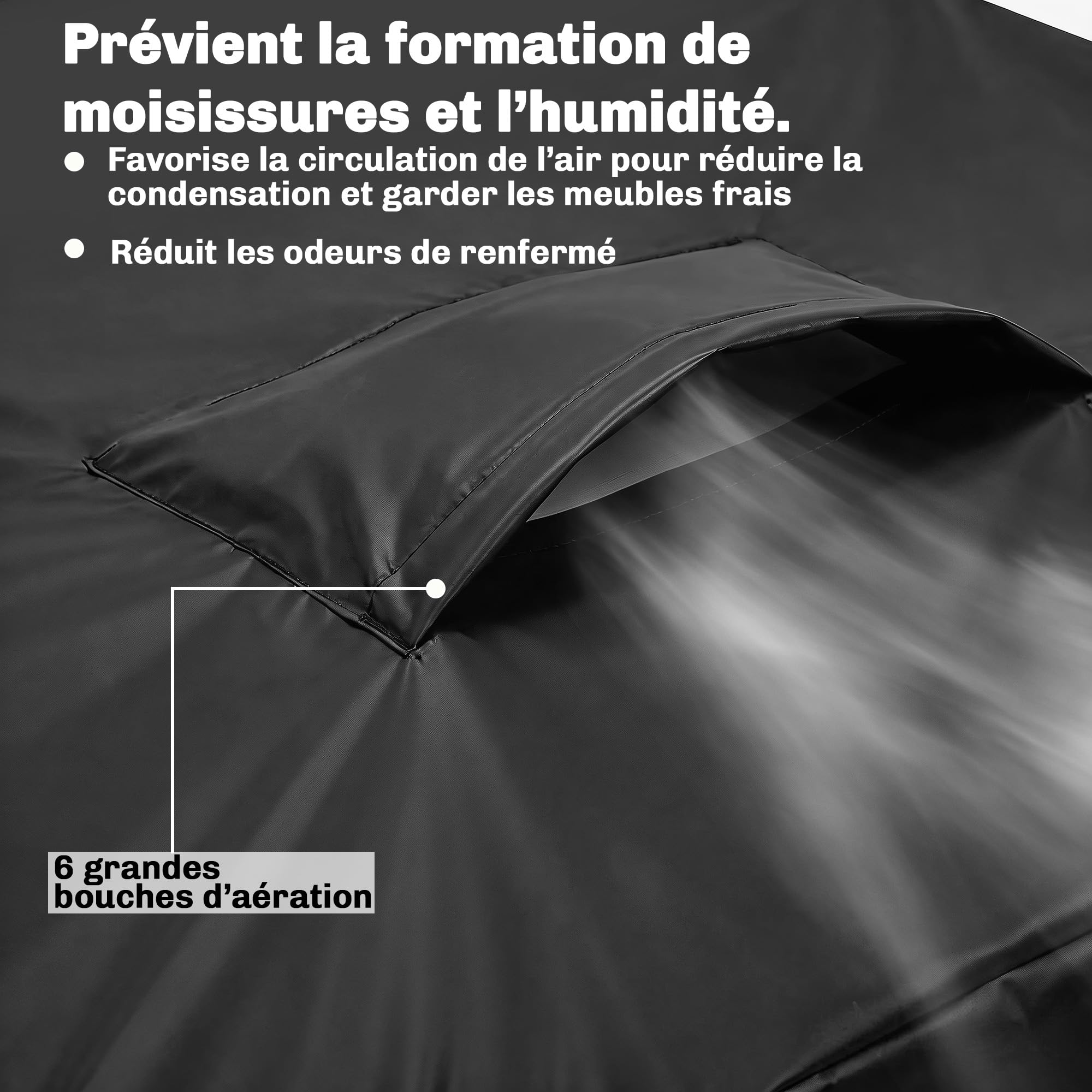 Outsunny Ensemble de 4 Housses Salon de Jardin Imperméables 420D Tissu Oxford, Bâche de Potection Extérieure avec 6 Évents et Sac de Rangement, pour Table et Canapé, Noir