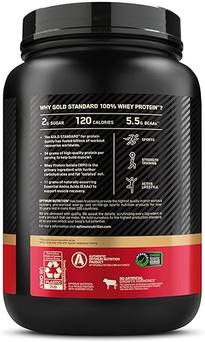 Vista 129 de Optimum Nutrition Estándar dorado 100% Proteína de Suero de Leche en Polvo, Pie de lima, 1.8 Libra