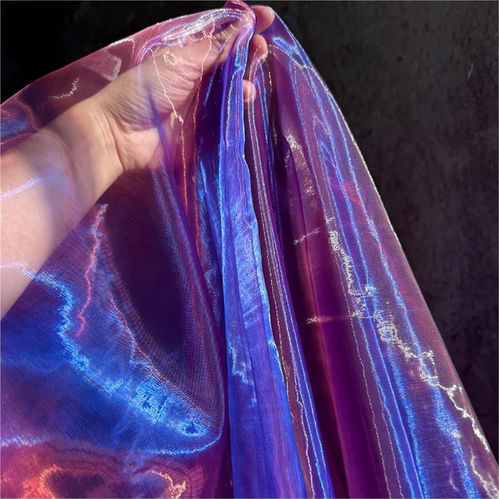Blue Green Organza Laser Fabric Yarn DIY Handmade Clothing Dress Wedding Gradient Color Background Clothing Fabric for Sewing(Yellow)