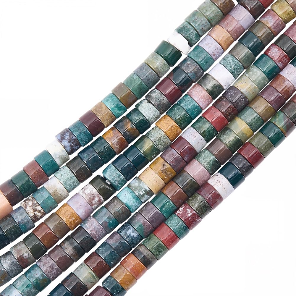 SUNNYCLUE 1 Box About 308Pcs 4.5mm Gemstone Heishi Beads Disc Stone Beads Bulk Indian Agate Natural Colorful Rondelle Disc Loose Spacers for Crafts Bracelet Necklace Diy Jewellery Making Supplies