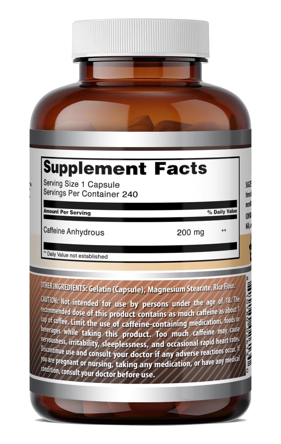 Amazing Formulas Caffeine 200 Mg per Serving | Capsules | Gluten-Free | Made in USA (1 Pack, 240 Count) — Amazon image 4