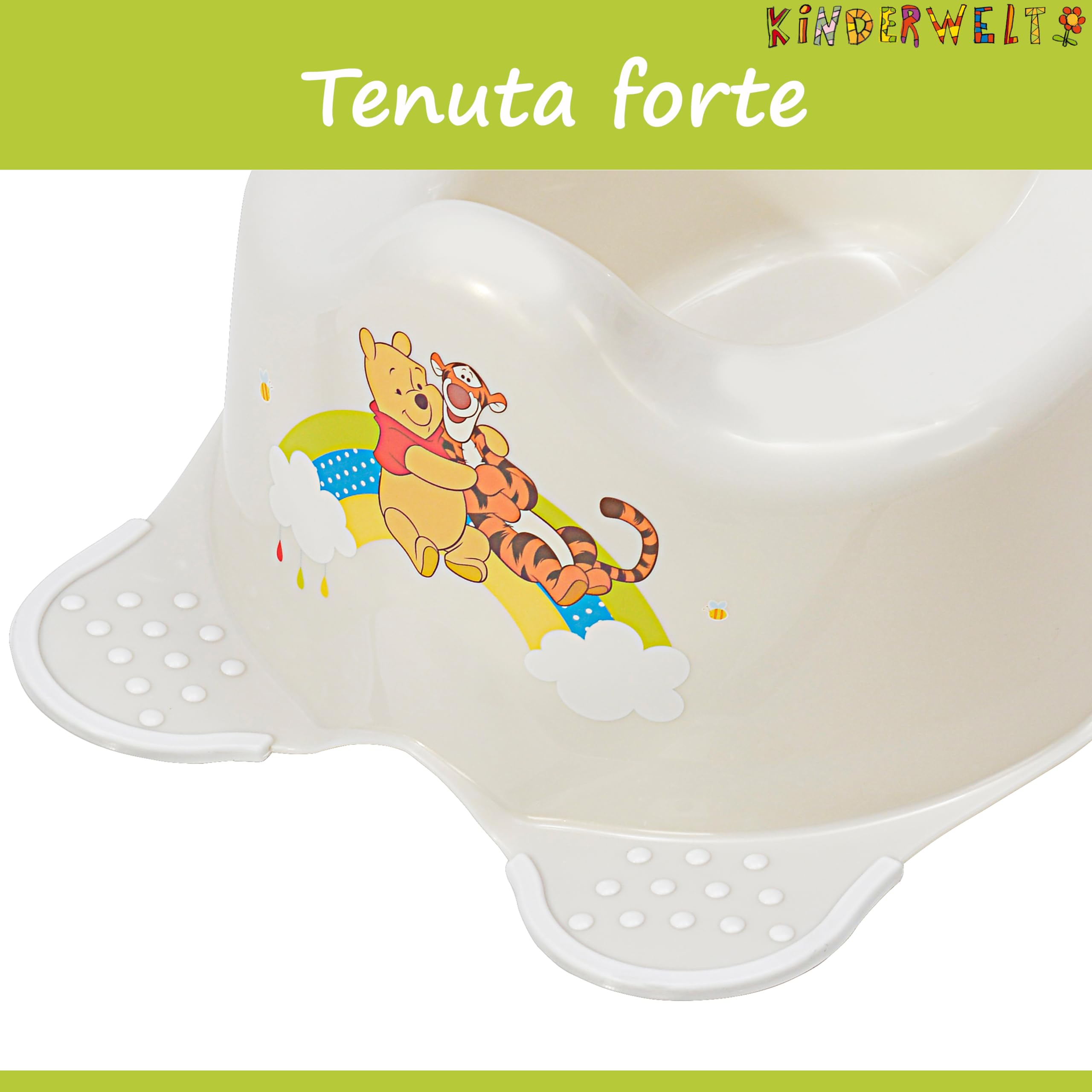 Perl Premium Vasino Disney Winnie Puuh per Neonati e Bambini Stabile Babytopf con Anti-rutsch-funktion Perl Bianco con Unico Venatura Individuale Piacevole Effetto Glitter