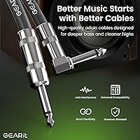 Vista 5 de GEARit Cable para instrumentos de audio (10 pies), ángulo recto a recto de 1/4 de pulgada macho a macho para cable AMP, base y guitarra eléctrica